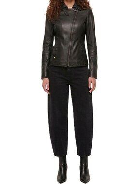 Vintage Soia & Kyo Leather Moto Jacket XS Black Motorcycle Jacket EUC
